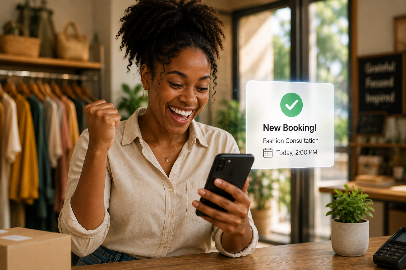 Retail owner receiving a new booking notification